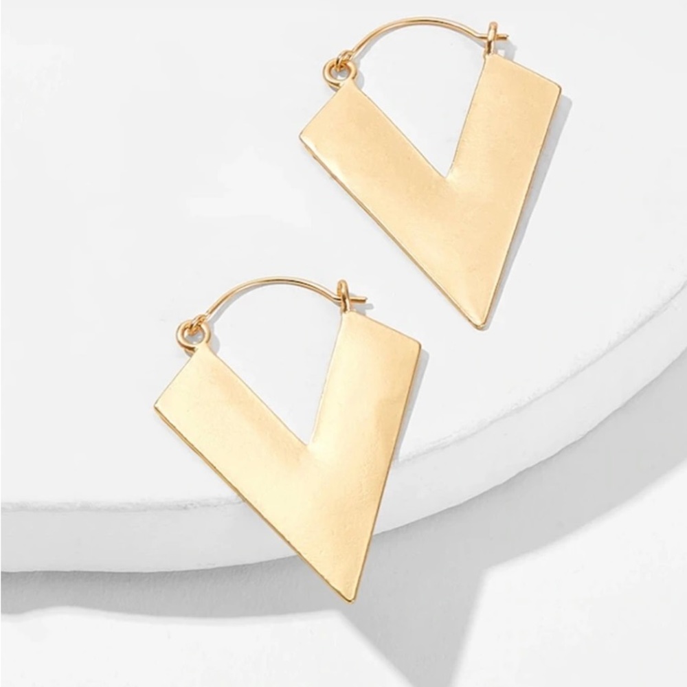Gold or silver geometric triangle hoop earrings